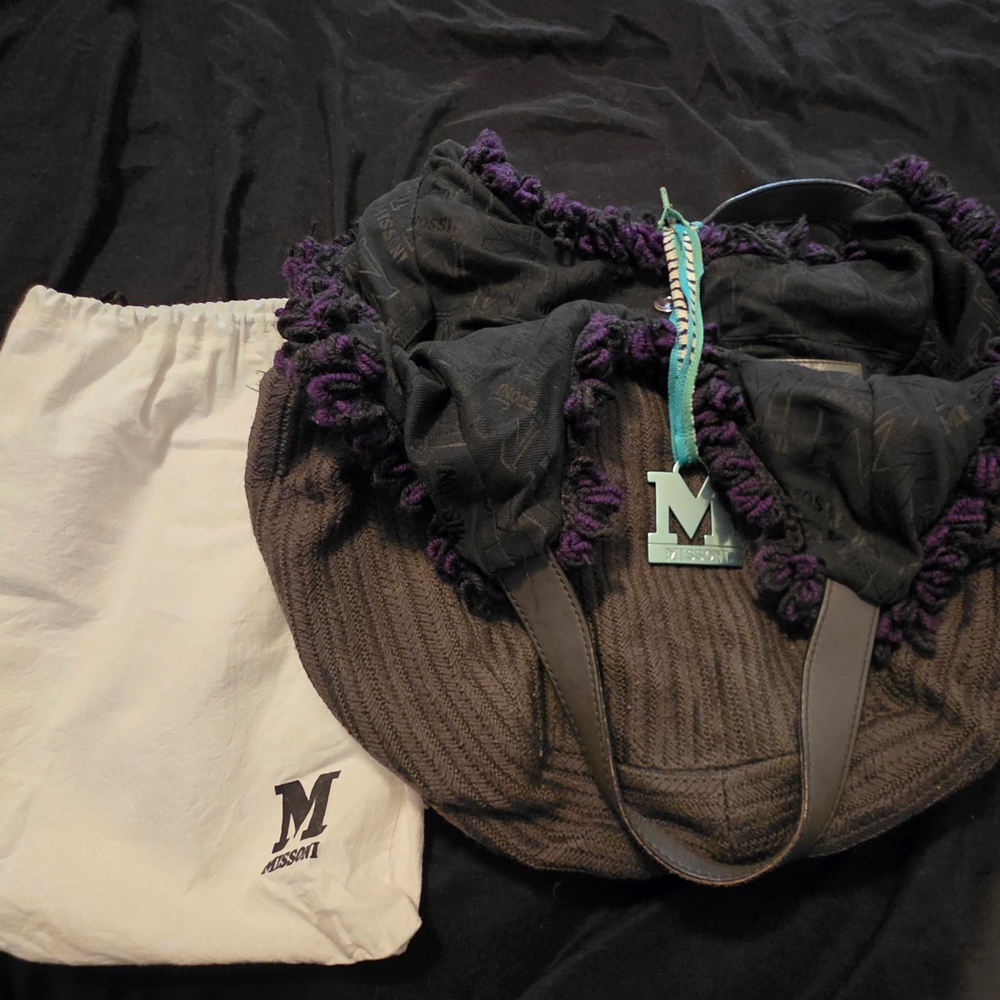 Missoni Gray and Purple Knit Bag